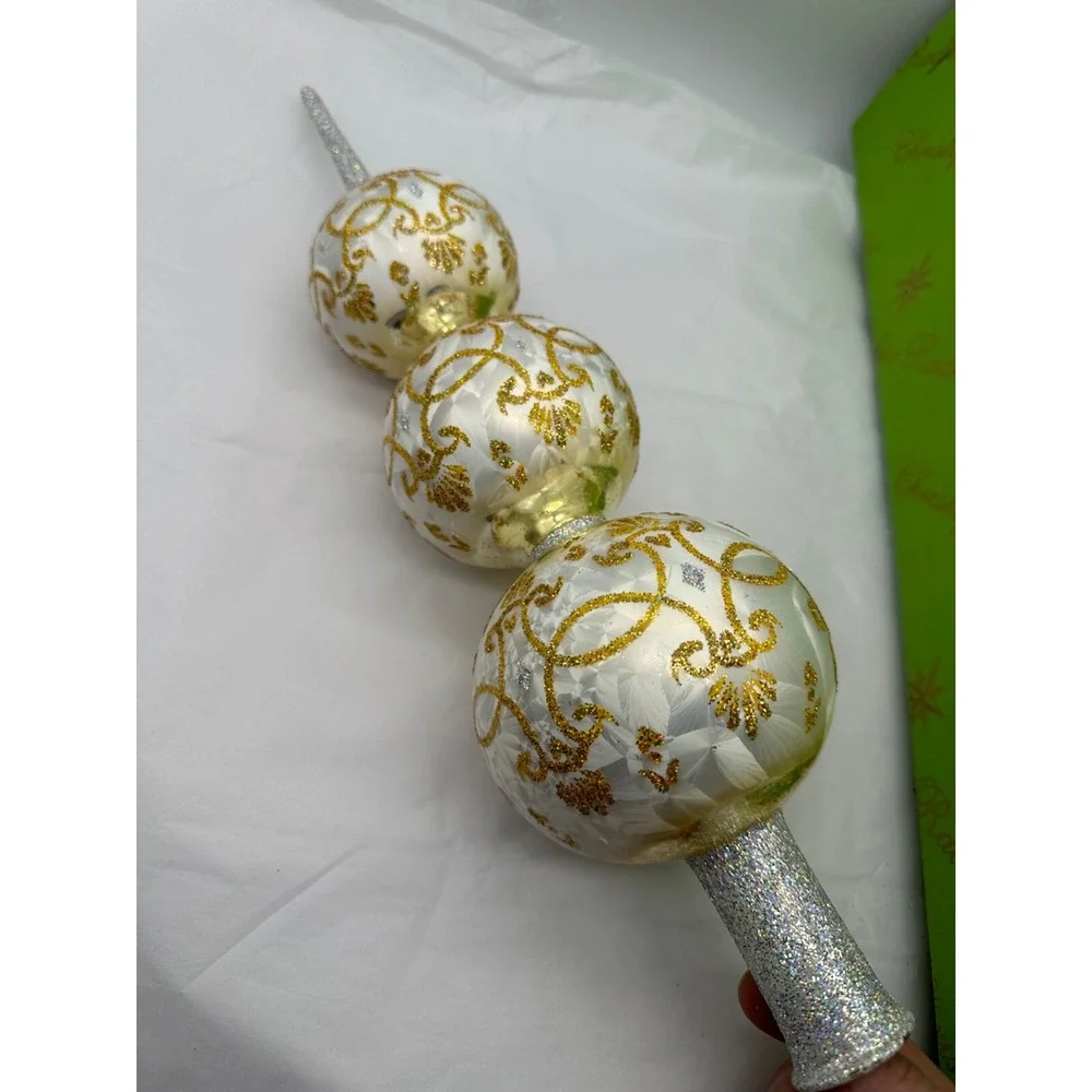 Christopher Radko White‎ Fascination Finial Tree Topper 1012614 16.5